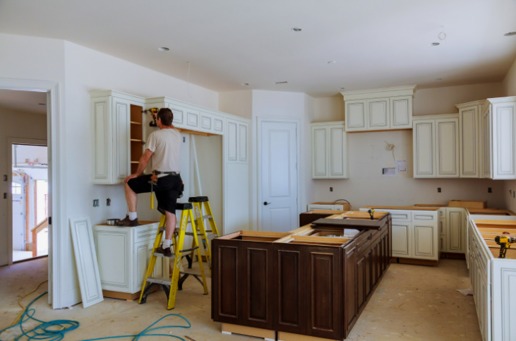 Kitchen cabinet installation and renovation in progress
